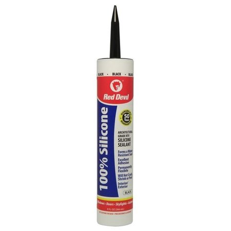 RED DEVIL 0 Silicone Sealant, Black, 60 to 400 deg F, 9 floz Cartridge 81660